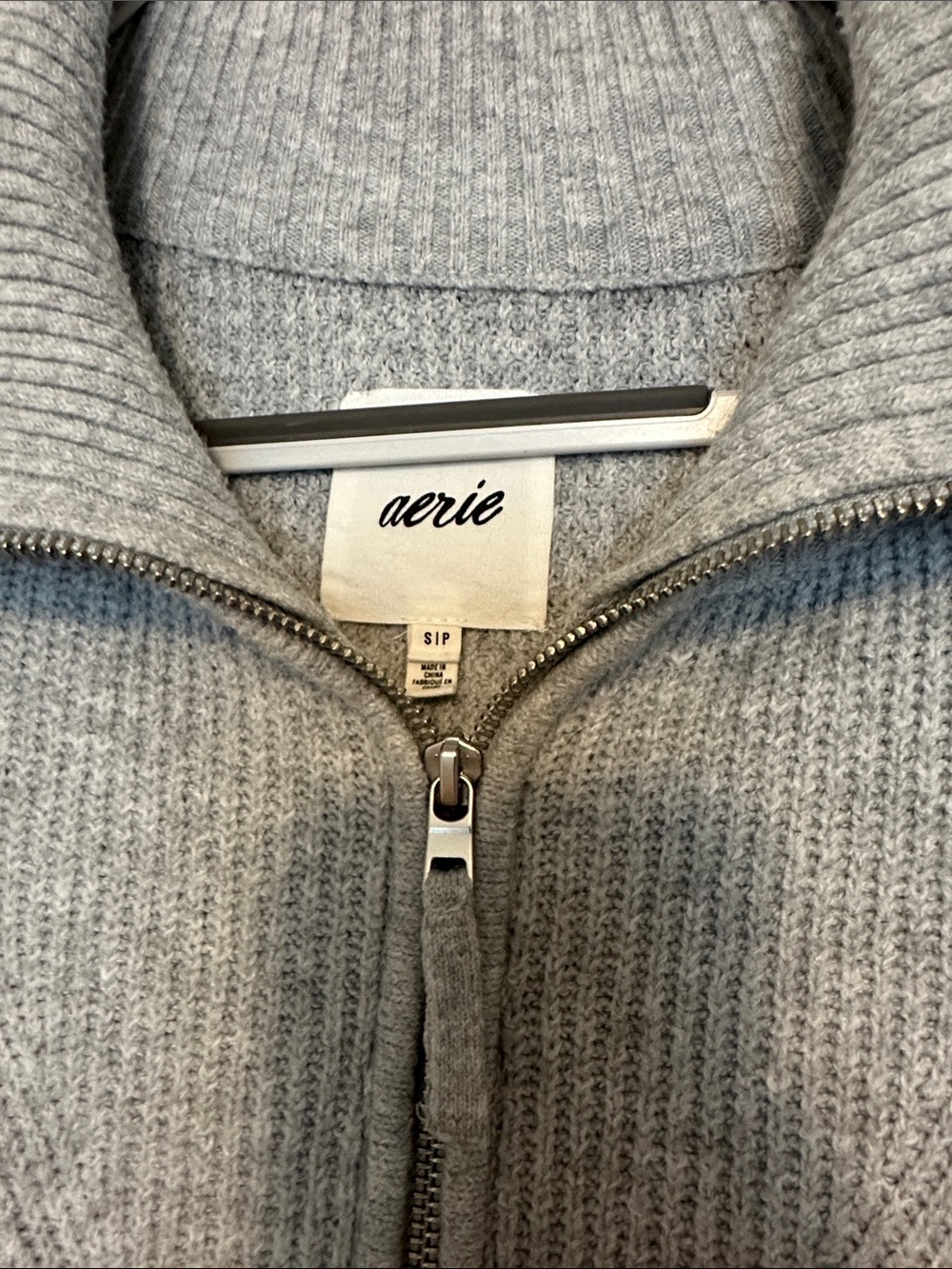 aerie Gray Waffle Knit Quarter-Zip Sweater & Jogger Lounge Set - Picture 2 of 5